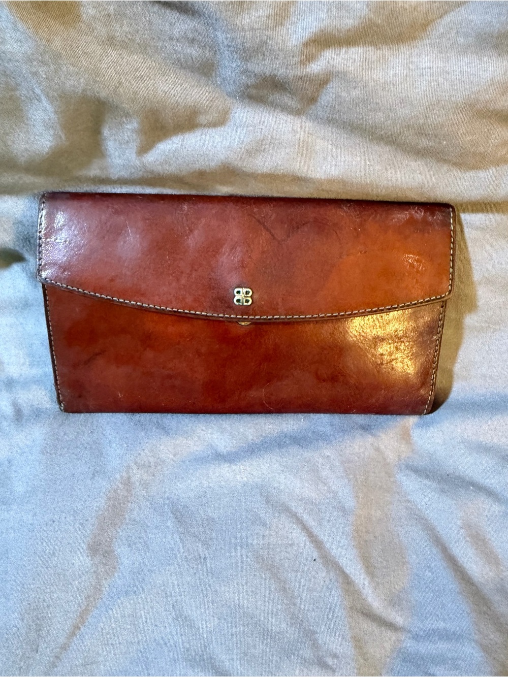 Brown Leather Envelope Clutch